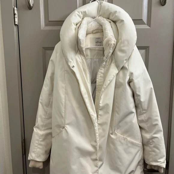 Aritzia Wilfred cocoon parka white warm with goose down M - Picture 3 of 8